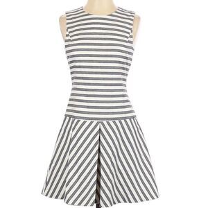 Theory Eastview Grey White Stripe Drop Waist Dress Women’s US 4